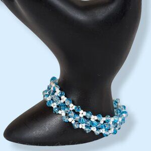 (2/$20) Blue & White Woven Seed Bead Bracelet